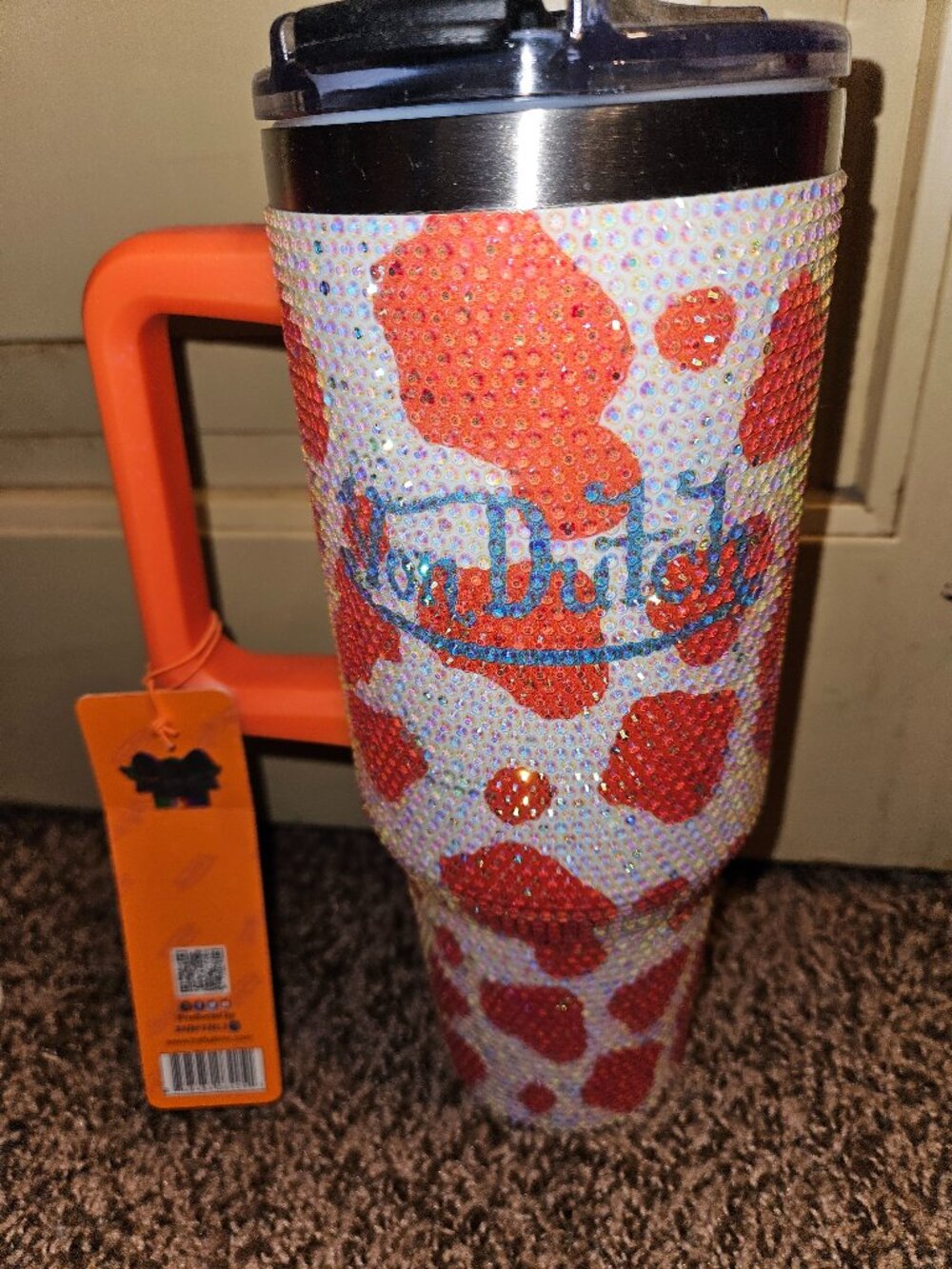Von Dutch Rhinestone Cow Print Tumbler